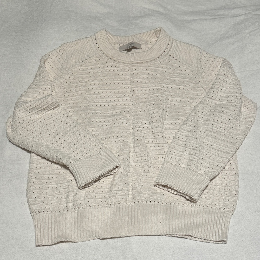 LOFT Textured Cream Sweater